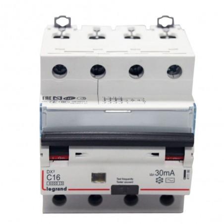 Disjoncteurdifférentiel 16A-30mA-4P (ex-07964)*
