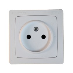 Prise 2P type F Otéo avec éclips de protection saillie blanc