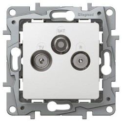 Prise Niloé TV-R-SAT blindée blanche à vis