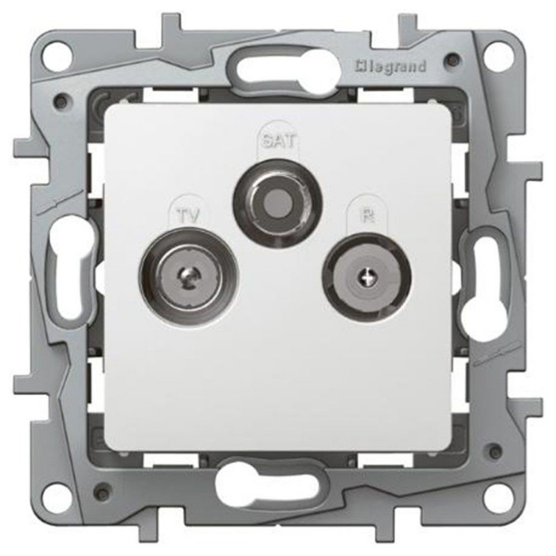 Prise Niloé TV-R-SAT blindée blanche à vis