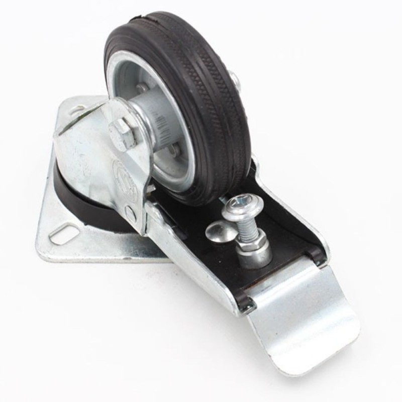 Roulette pivotante sur platine à frein D100mm charge 110kg