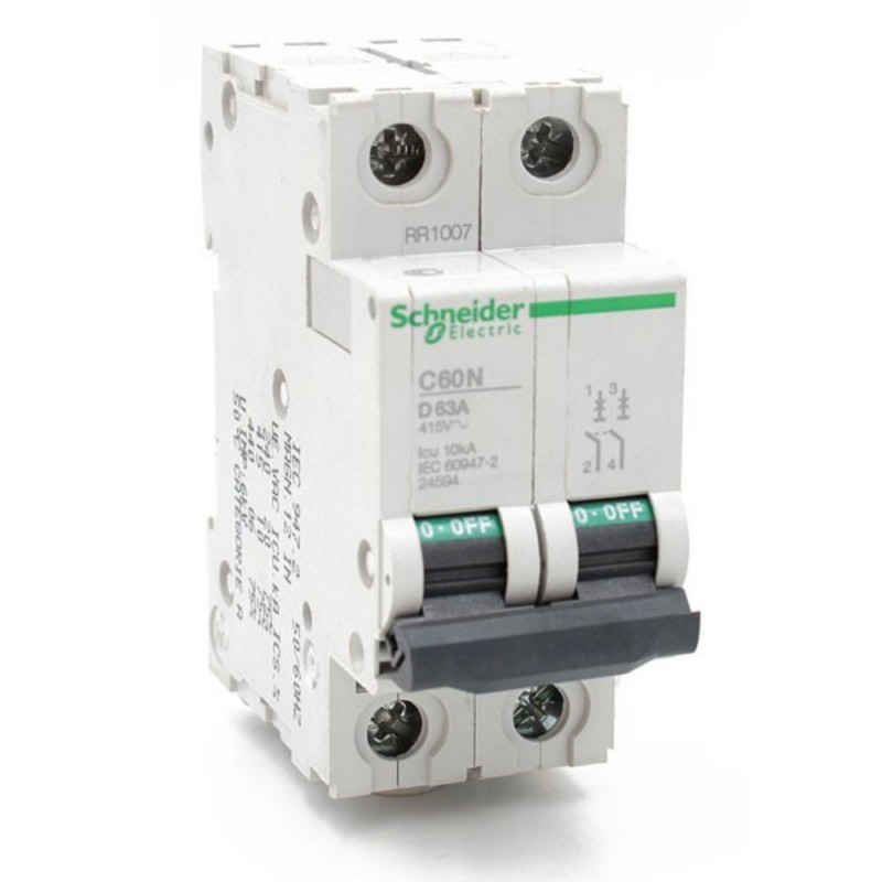 Disjoncteur C60N 2P 63A courbe D (ex 24594)*