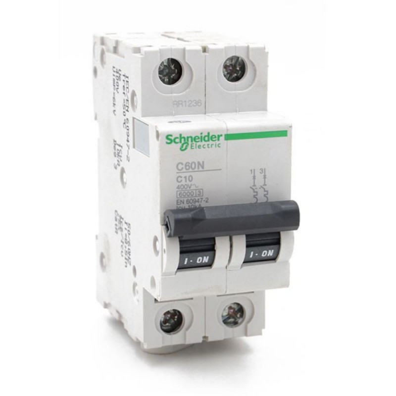 Disjoncteur 2P 10A courbe C iC60N Acti9
