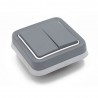 Ensemble interrupteur va-et-vient + support plaque Plexo gris étanche