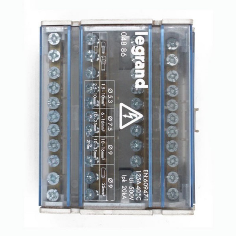 Répartiteur modulaire monobloc tétrapolaire à bornes - 125A