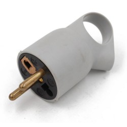 Fiche mâle 2P+T à anneaux plexo gris