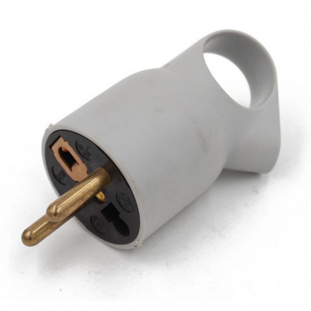 Fiche mâle 2P+T à anneaux plexo gris