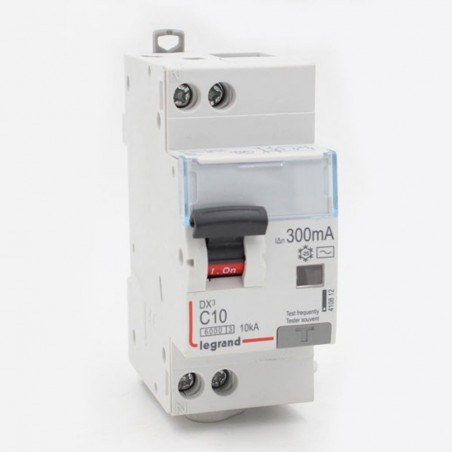 Disjoncteur différentiel monobloc modulaire Phase + Neutre 10A type AC 300mA