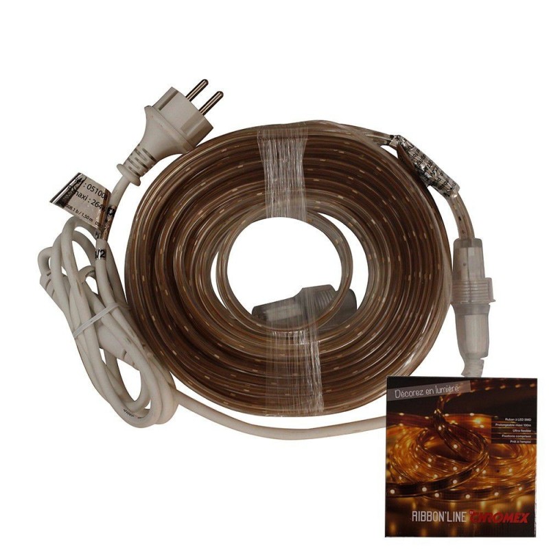 Ruban Led 28w blanc chaud 2100lm 10.5m 230v IP 44 prolongeable 100m
