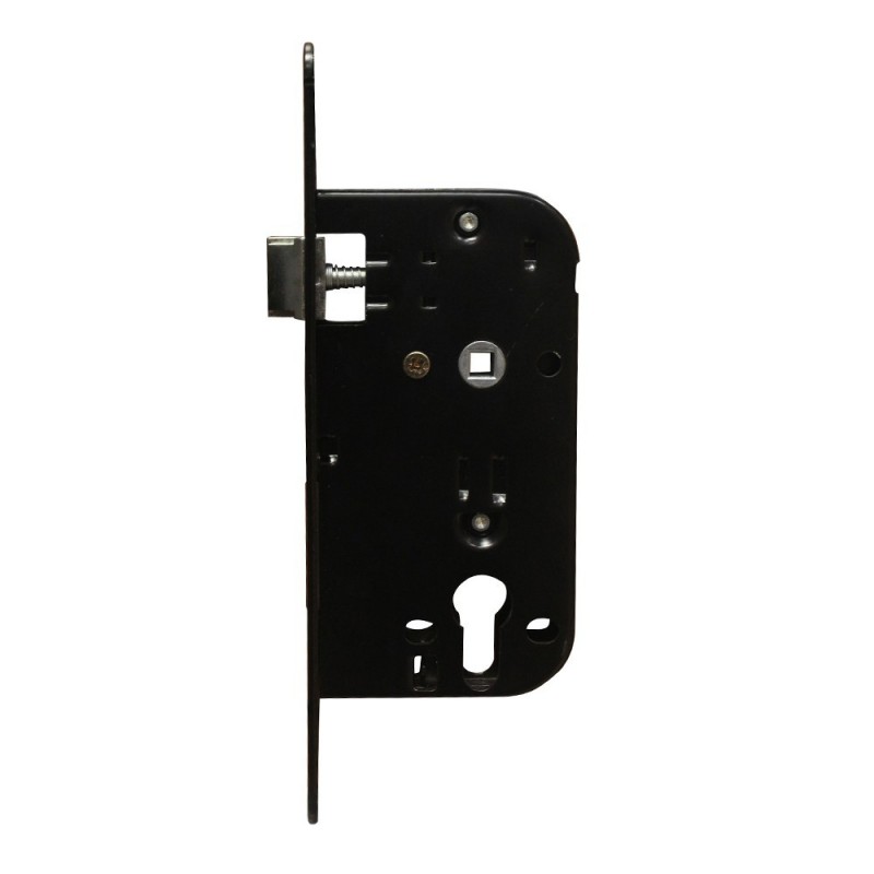 Serrure larder cylindre axe 50mm tétière noire