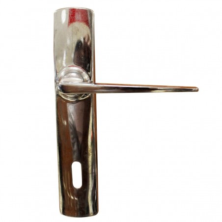 Ensemble de poignée de porte sur plaque chromée avec clé L