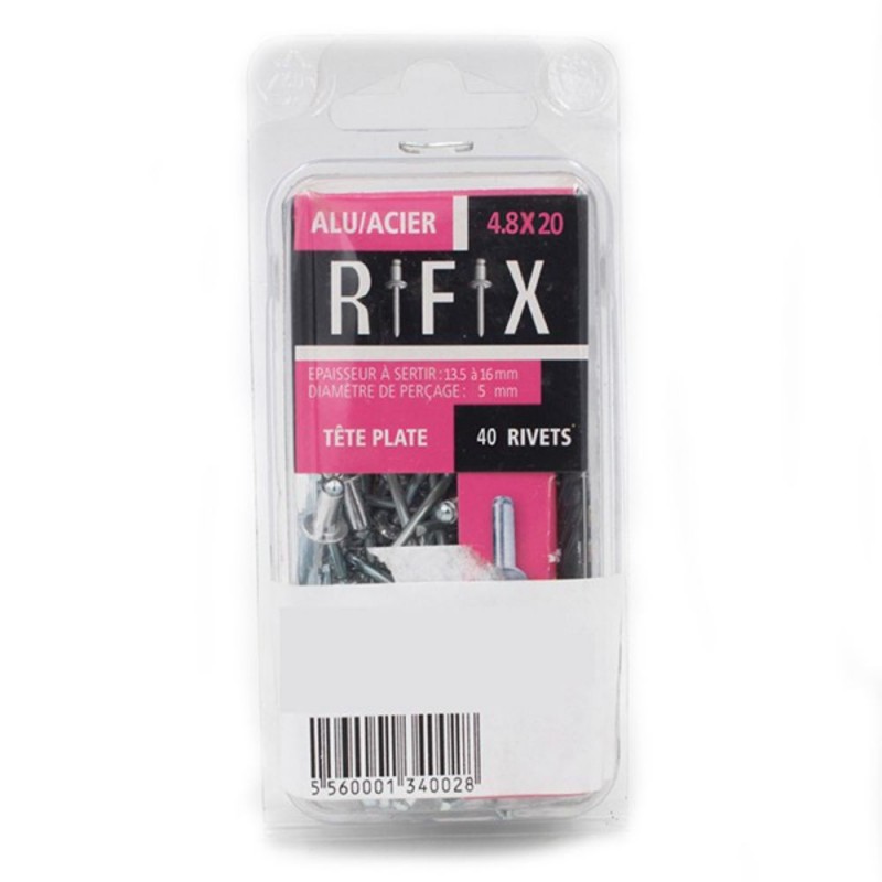 Rivets alu-acier 4.8X20 tp (bte de 40pces)*