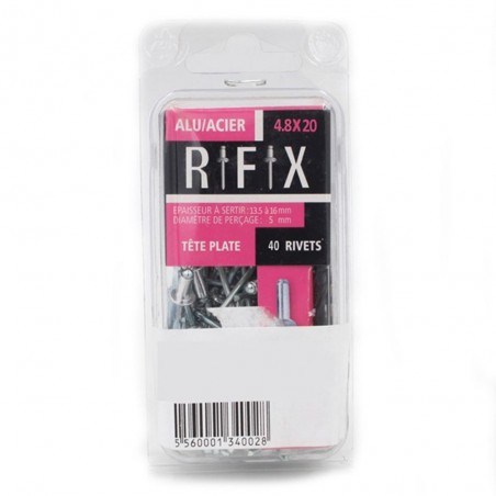 Rivets alu-acier 4.8X20 tp (bte de 40pces)*