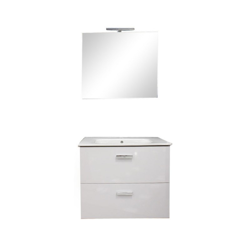 Meuble pack Victoria basic 700 blanc (meuble+miroir+vasque+s | Sanifer