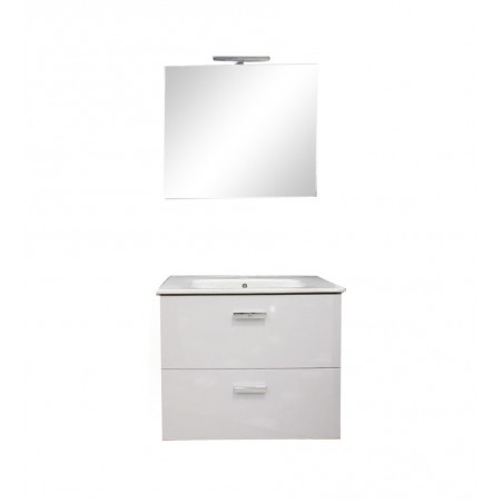Meuble pack Victoria basic 700 blanc (meuble+miroir+vasque+s | Sanifer