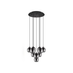 Suspension en verre noir Ariscani 10 lampes E27 x 40w d655xh1700