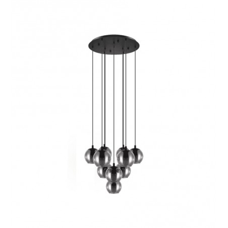 Suspension en verre noir Ariscani 10 lampes E27 x 40w d655xh1700