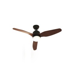 Ventilateur noir matte-bois 3pales led12w avec télécommande dim470