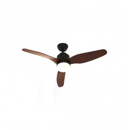 Ventilateur noir matte-bois 3pales led12w avec télécommande dim470
