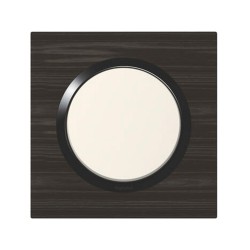 Plaque carrée 1 poste effet bois ébène Dooxie