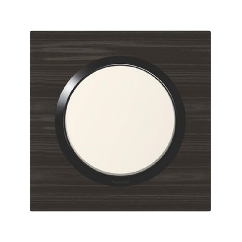 Plaque carrée 1 poste effet bois ébène Dooxie