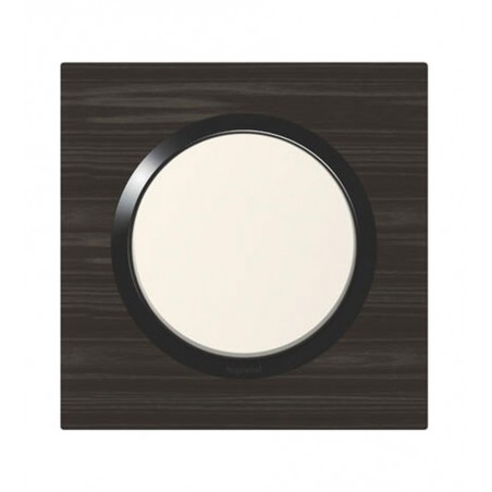 Plaque carrée 1 poste effet bois ébène Dooxie