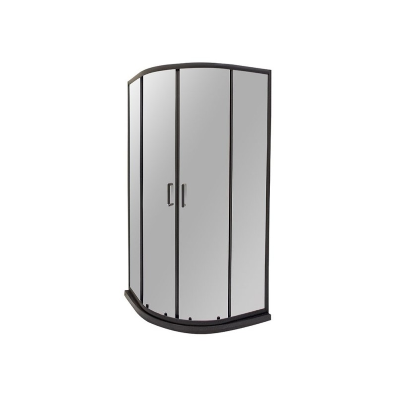 Cabine de douche arrondie SLD-D1021 90x90x195cm noir mat -  - meilleure qualité