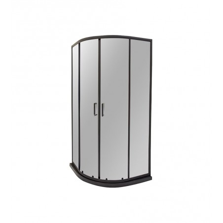 Cabine de douche arrondie SLD-D1021 90x90x195cm noir mat -  - meilleure qualité