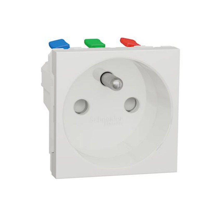 Prise 2P+T FR 90° blanc UNICA