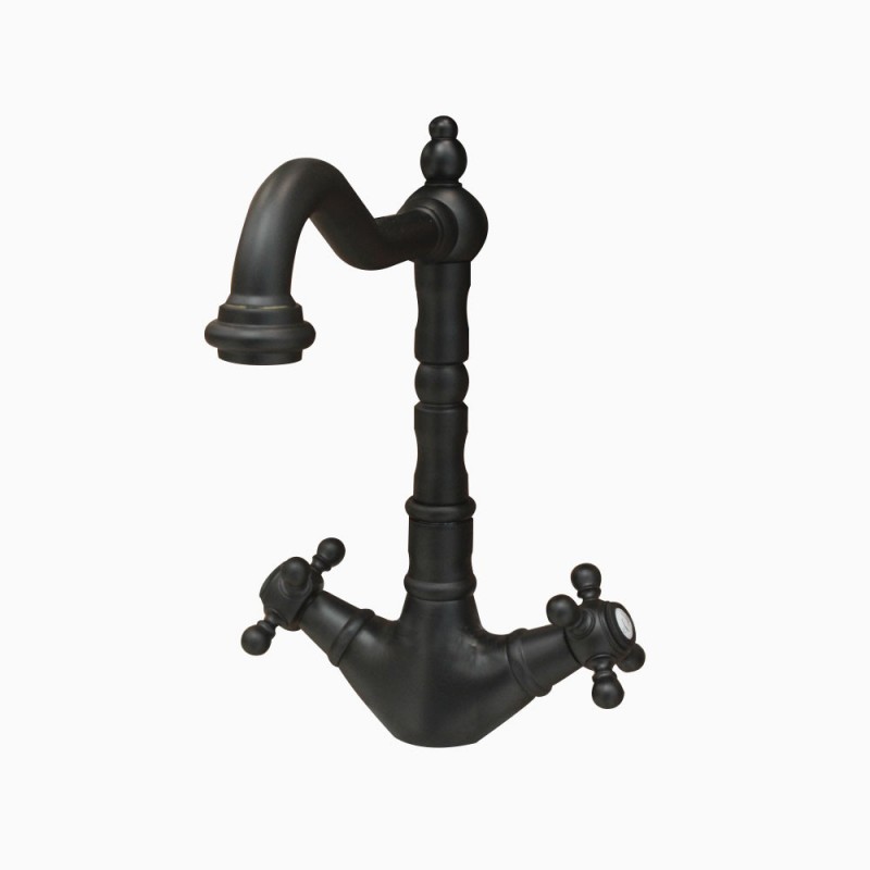 Mélangeur lavabo 1866 bec rétro Noiretvidage