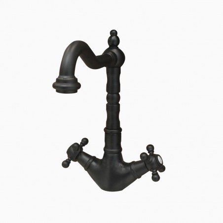 Mélangeur lavabo 1866 bec rétro Noiretvidage