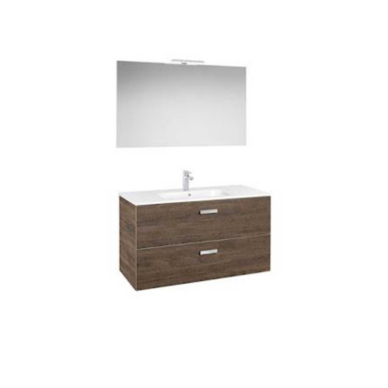 Meuble de salle de bains Adele wengue 80cm avec miroir et mitigeur