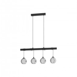 Suspension Argallo verre noir acier 4xE27 40w h1500xl1000