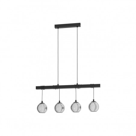 Suspension Argallo verre noir acier 4xE27 40w h1500xl1000