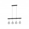 Suspension Argallo verre noir acier 4xE27 40w h1500xl1000