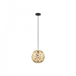 Suspension Skoura acier noir laiton E27 60w h1500xd300