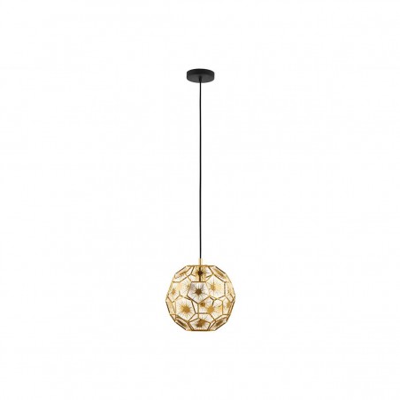 Suspension Skoura acier noir laiton E27 60w h1500xd300