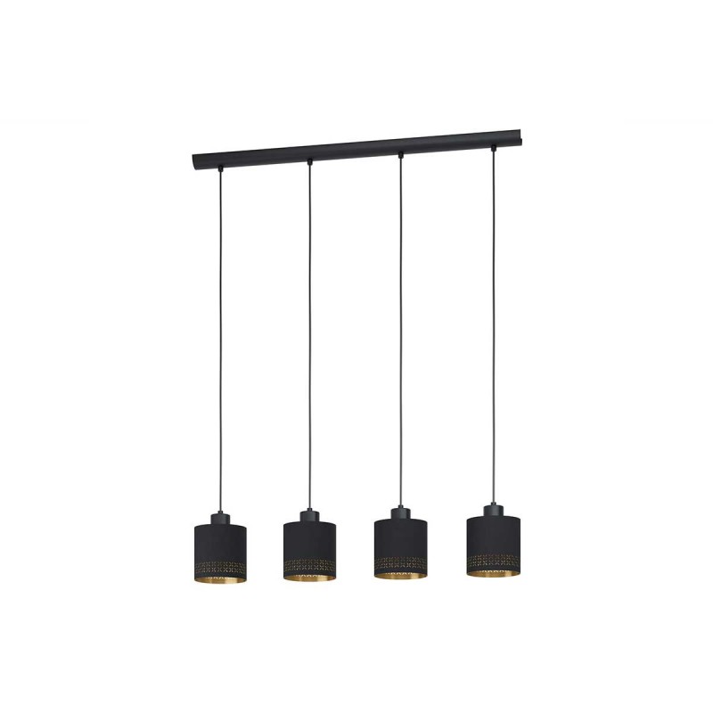Suspension noir et or tissu 4XE27 ESTEPERRA 40w h1100 L940