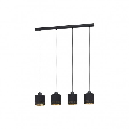 Suspension noir et or tissu 4XE27 ESTEPERRA 40w h1100 L940