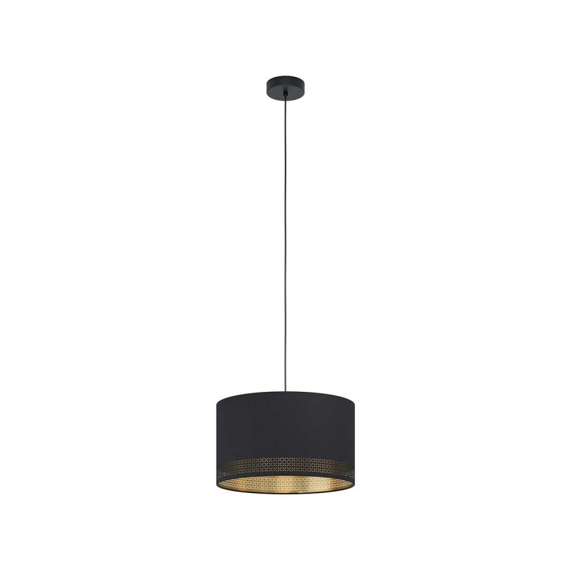 Suspension noir dorée tissu Esteperra E27 40w H1100 D380