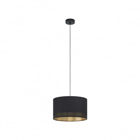 Suspension noir dorée tissu Esteperra E27 40w H1100 D380