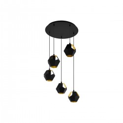 Suspension en acier noir doré E27 RASIGURES5x28W H1500 D570 TBL