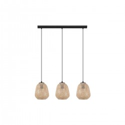 Suspension acier bois- nature E27 DEMBLEBY 3x40W max H1100 l900