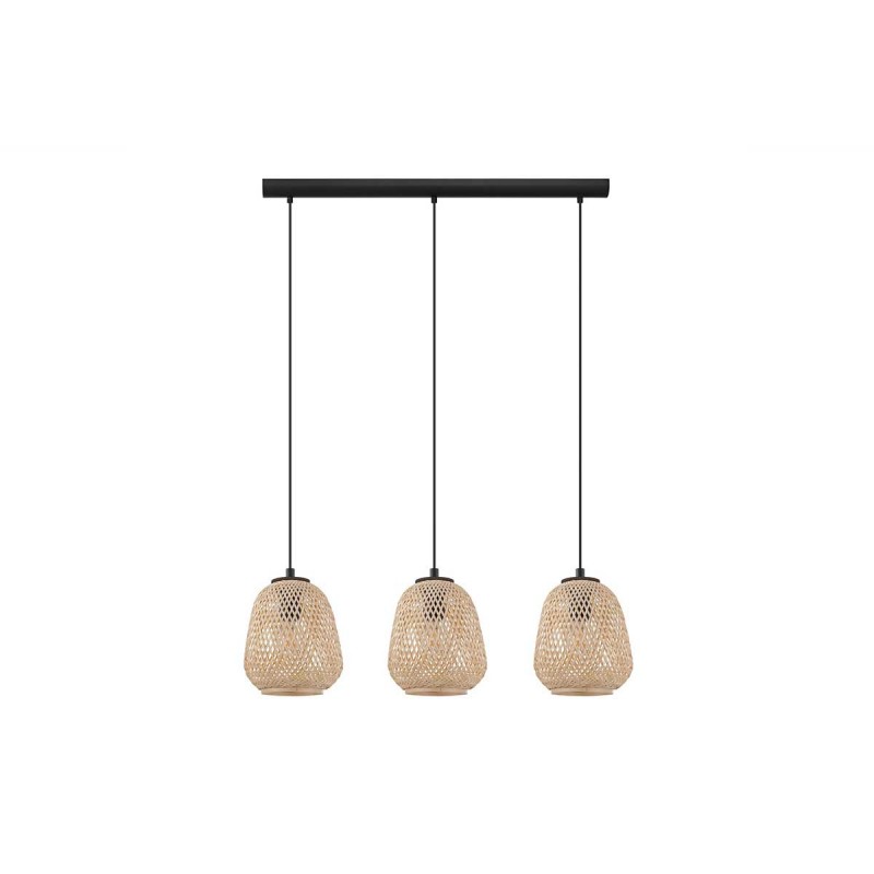 Suspension acier bois- nature E27 DEMBLEBY 3x40W max H1100 l900