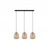 Suspension acier bois- nature E27 DEMBLEBY 3x40W max H1100 l900
