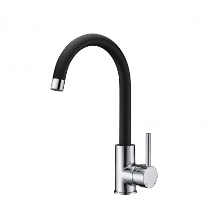 Mitigeur  évier  noir chromé 334mm -  - meilleure qualité