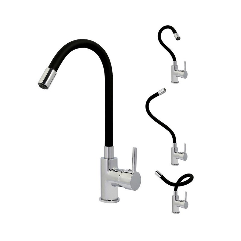 Mitigeur évier ILO Chr-Noir bec articulé Rousseau uc4 -  - meilleure qualité