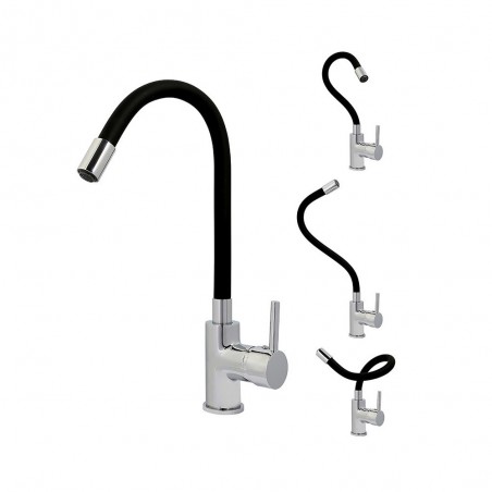 Mitigeur évier ILO Chr-Noir bec articulé Rousseau uc4 -  - meilleure qualité