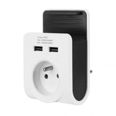 Adaptateur 2P+T 2xUSB support device uc6-48
