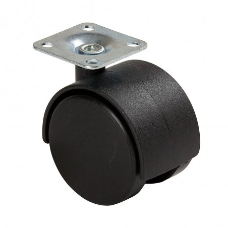 Roulette jumelée D50 35kg platine noir UV6